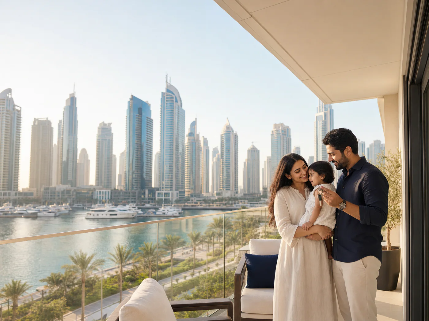 A family enjoying their new home in Dubai