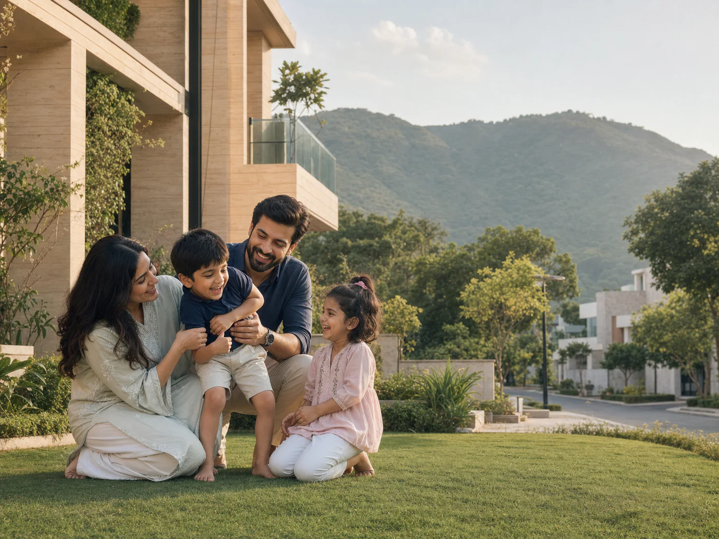 A family enjoying their home near the Margalla Hills in Islamabad
